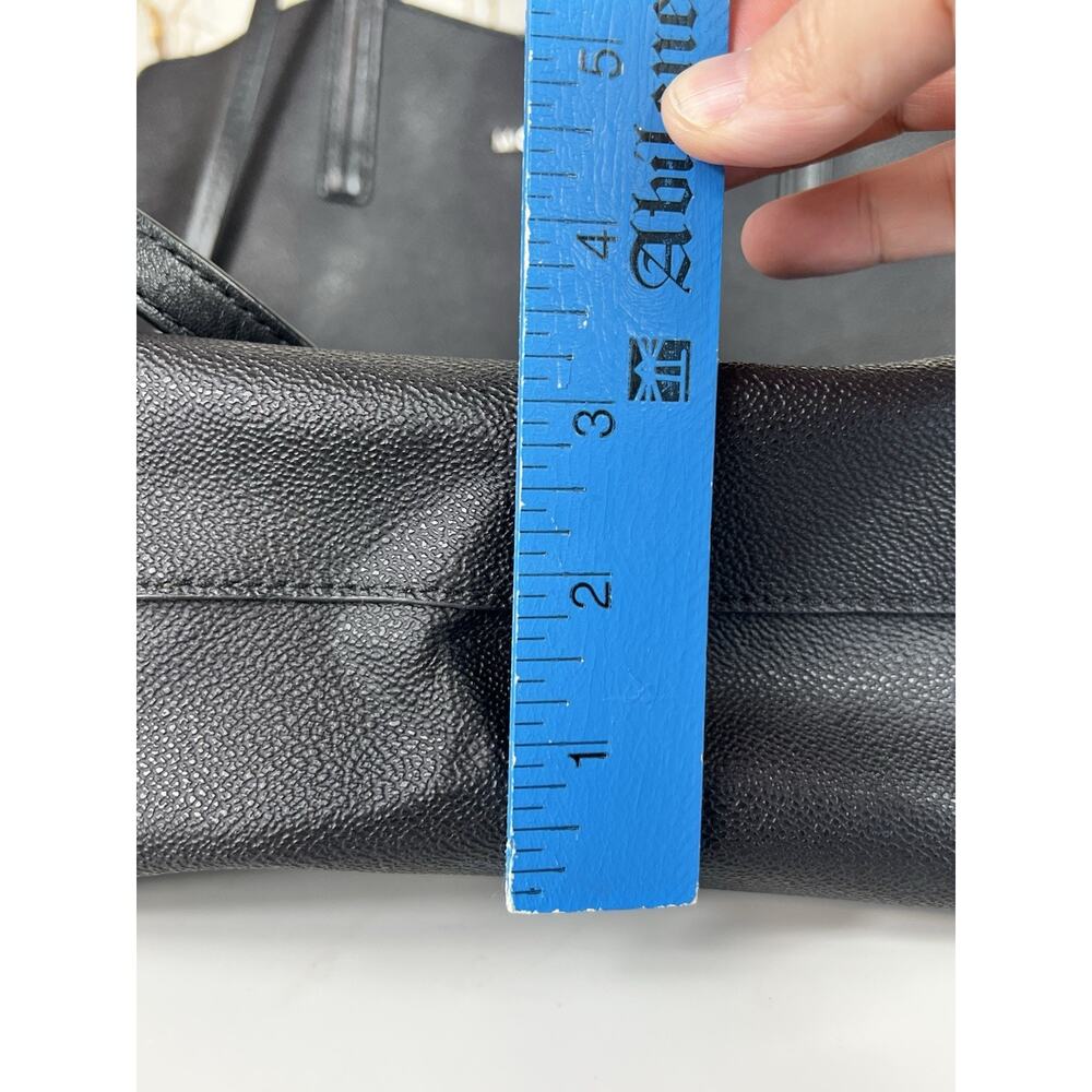 Michael Kors Hayley Black Coated Leather Large Tote Purse Double Handles W Strap - Picture 15 of 16